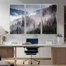 Beautiful Rising Fog in Winter Mountain Landscape- Framed