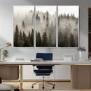 Foggy Mountain Wall Art | 3-Panel Foggy Forest and Mountain