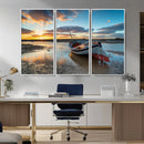 Small Boat At The Beach Sunset Wall Art, Boat Sunset Wall