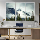 Mountain Mist Canvas Wall Art Print | 3-Panel Foggy Forest