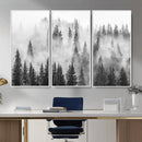 Forest Wall Art Print | Foggy Pine Forest Canvas Wall Art -