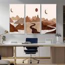 Boho Wall Art Canvas Print Set Mid-Century Prints Bohemian