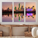Colorful Dallas City Lights Night Skyline Wall Art Print