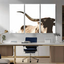 Texas Longhorn Wall Art Canvas Print | 3-Panel Large