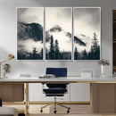 Forest Mountain Print - Black and White Canvas Wall Art with