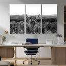 Black and White Highland Cow Canvas Wall Art, Longhorn by MyGreatCanvas | Canvas Wall Art Prints | Photo Prints & Wall Decor