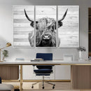 Scottish Highland Cow Cattle Art Print on Wood Background by MyGreatCanvas | Canvas Wall Art Prints | Photo Prints & Wall Decor