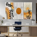 Modern Boho Sun and Leaf Abstract Art – 3-Panel Giclée by MyGreatCanvas | Canvas Wall Art Prints | Photo Prints & Wall Decor