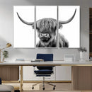 Grayscale Scottish Highland Cow Cattle Art Print Farmhouse by MyGreatCanvas | Canvas Wall Art Prints | Photo Prints & Wall Decor