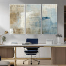 Abstract Blue and Beige Wall Art, Modern Minimalist Canvas