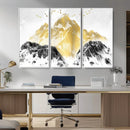 Golden Mountain Triptych Wall Art Canvas Print, Modern
