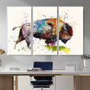 Abstract Buffalo Wall Art, Western Watercolor Bison Canvas