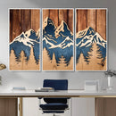 Rustic Wood Style Mountain Wall Art, Nature Forest Canvas