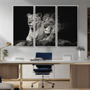 Lion Couple Wall Art Canvas Print – Elegant Black and White