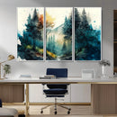 Watercolor Trees Forest Abstract Wall Art Canvas Print,