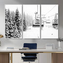 Ski Wall Art - Ski Lift Wall Art Canvas Print Snow Covered by MyGreatCanvas | Canvas Wall Art Prints | Photo Prints & Wall Decor