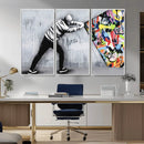 Banksy Art Behind the Curtain Street Wall Art Canvas Print |