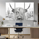 Rustic Charm | Cow Longhorn Black White Bighorn Wall Art