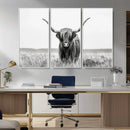 Highland Cow Canvas Wall Art – Majestic Beauty in Black and