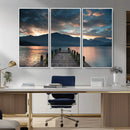 Mountain Lake Wood Pier Canvas Wall Art Nature Lake Print