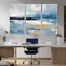 Abstract Ocean Canvas Wall Art - Coastal Blue and Gold
