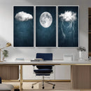 3 Piece Indigo Cloud Wall Art, Thunderstorm Moon Cloud by MyGreatCanvas | Canvas Wall Art Prints | Photo Prints & Wall Decor