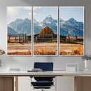 Vintage Old Barn Field Wall Art Canvas Print for Farmhouse
