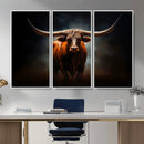 Abstract Texas Longhorn Wall Art Print | 3-Panel Large Texas