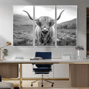 Black White Scottish Highland Cow Canvas Farm Wall Art by MyGreatCanvas | Canvas Wall Art Prints | Photo Prints & Wall Decor
