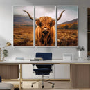 Highland Cow Longhorn Wall Art – Rustic Canvas Print, Framed