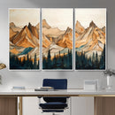 Rustic Wood Mountain Wall Art Print | Triptych Giclee Print