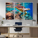 Sea Turtle Wall Art Canvas Print – Vibrant Ocean Coral Reef