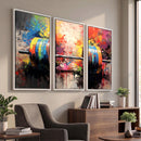 Weightlifting Barbell Art Triptych, Bold Abstract Fitness