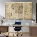 Vintage Middle Earth Map Wall Art Canvas – Lord of the Rings