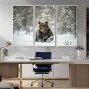 Grizzly Bear Wall Art – Framed Snowy Forest Canvas Artwork, by MyGreatCanvas | Canvas Wall Art Prints | Photo Prints & Wall Decor