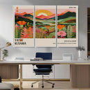 Framed Yayoi Kusama Print, Vibrant Floral Mountain Art