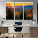 Golden Sunset Over Mountain Forest Canvas Wall Art Print -