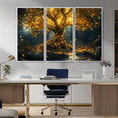 Golden Tree of Life Canvas Wall Art Print - Majestic Glowing