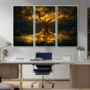 Golden Tree of Life Canvas Wall Art Print - Majestic Glowing