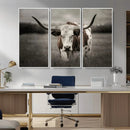 Texas Longhorn Cow Canvas Wall Art Print - Large Rustic