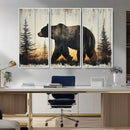 Vintage Bear Wall Art Canvas Print for Farmhouse - Mountain