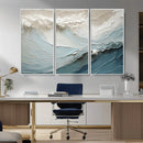 Waves Abstract Wall Art Print, Modern Framed Abstract Canvas