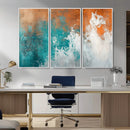 Vintage Abstract Print - Bold Teal and Orange Canvas Wall