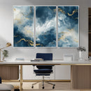 Large Abstract Print - Luxe Blue and Gold Abstract Canvas