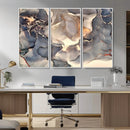 Abstract Blue and Gold Wall Art - Fluid Ink Artwork - Modern