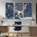 Large Abstract Blue and Gold Canvas Wall Art Fluid Ink