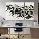 Abstract Horse Wall Art Canvas Print - Dynamic Black Ink