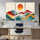 Southwest Mountain Wall Art Canvas Print – Boho Triptych