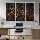 Dark Floral Canvas Wall Art - Moody Botanical Flower Print -