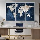 Vintage World Map Canvas Wall Art - Framed Map Print for